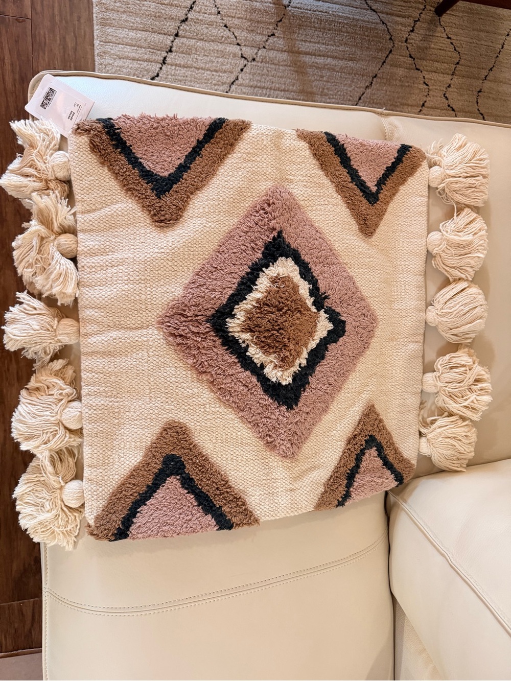 H&M Home 100% cotton Boho Diamond Tassel Throw Pillow Cover - 20 x 20 inch